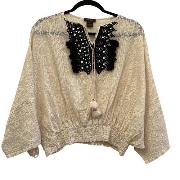 Vineet Bahl Tops - Vineet Bahl for Anthropologie Boho Embroidered Dolman Sleeve Top XS Ivory